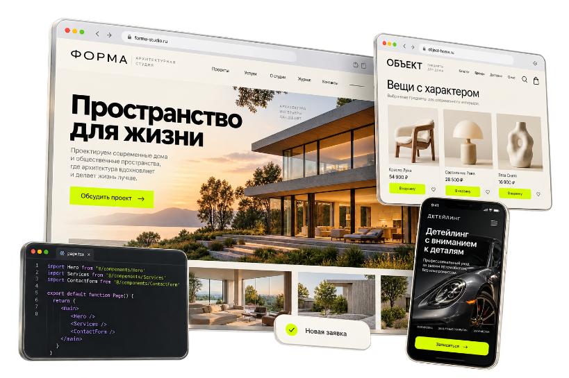 Примеры сайтов: лендинг, магазин и мобильная версия